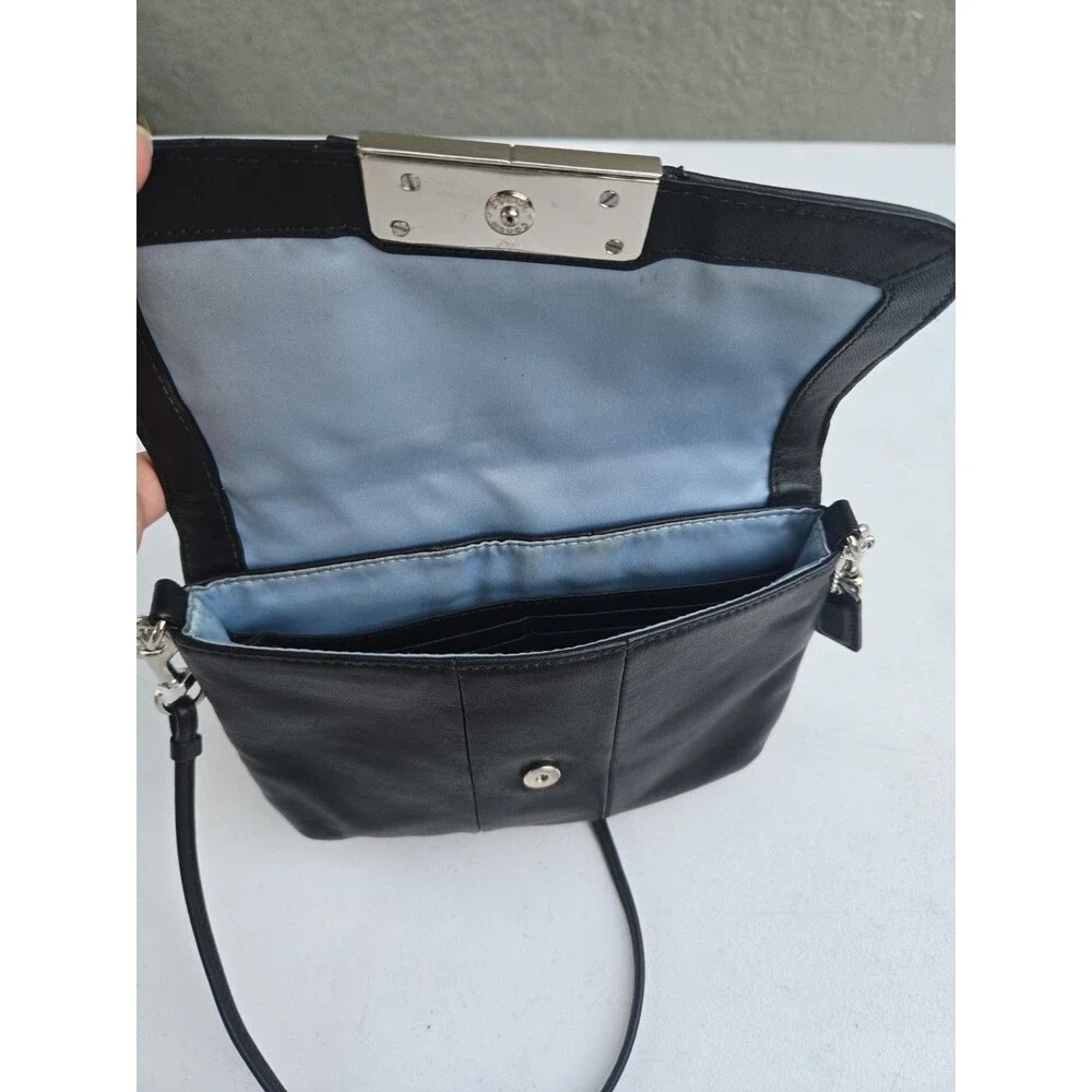 Coach Kristin Black Leather Crossbody Wallet Bag Purse Vintage